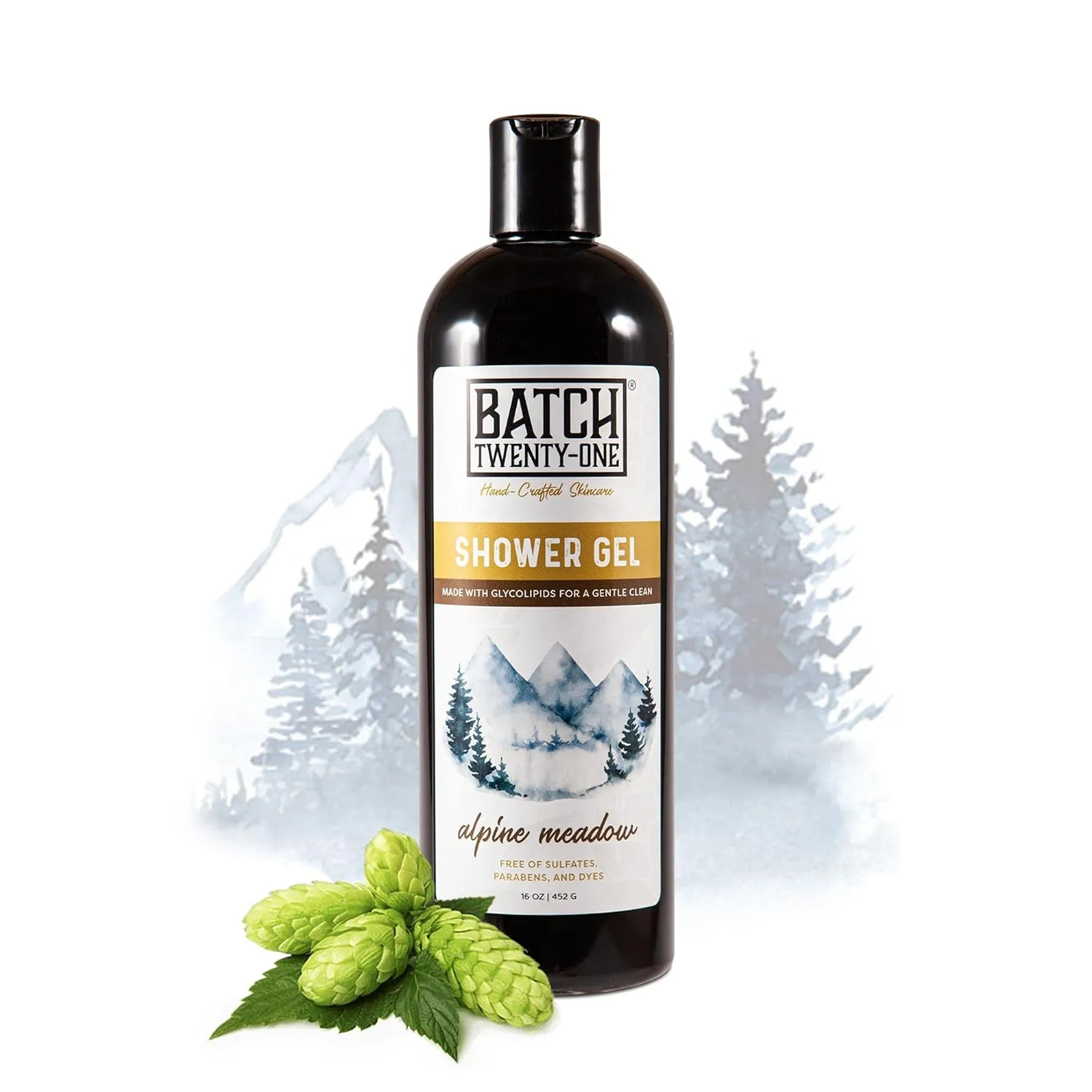 Natural Body Wash for Men and Women - Hydrating Shower Gel with Hops and Hemp Seed Oil - Handmade Organic Bath Gel - Natural, Exfoliating Body Wash Pack of 2, 16 fl oz each
