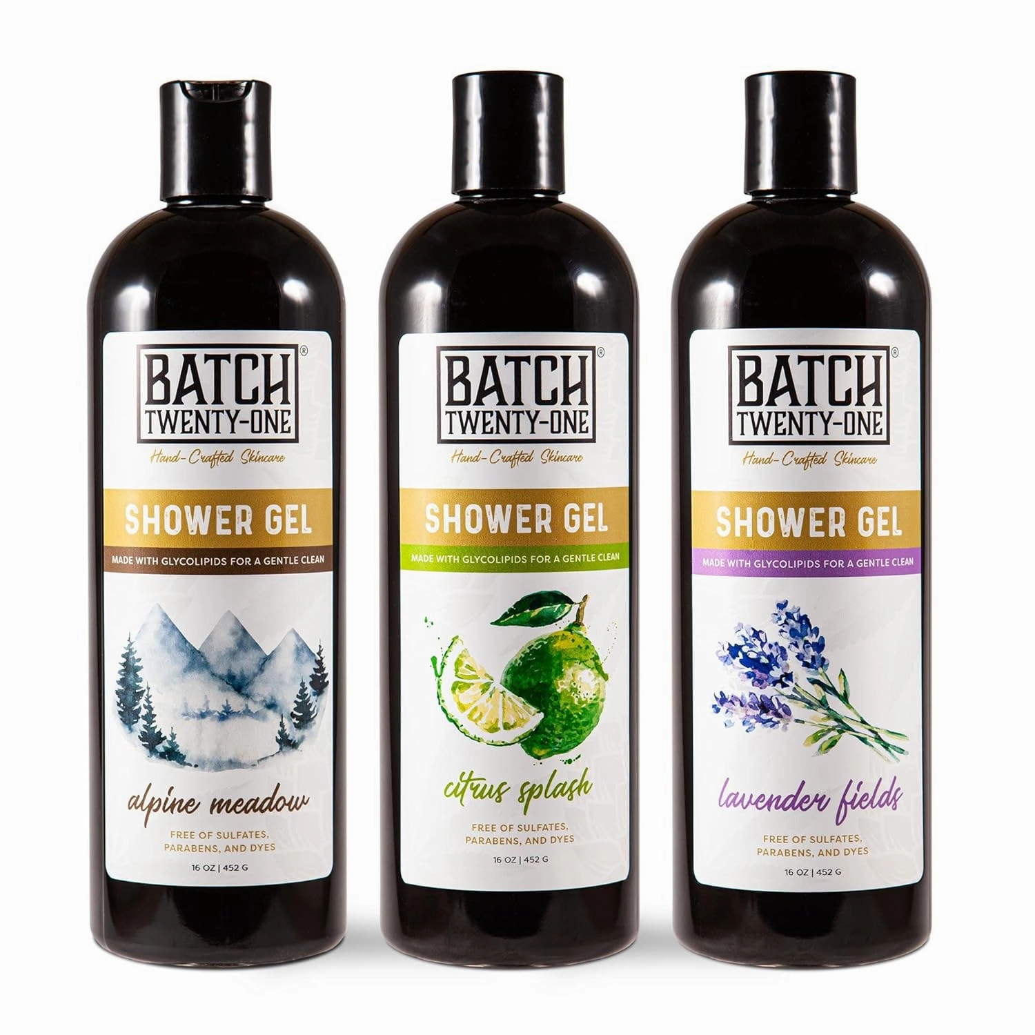 Natural Body Wash for Men and Women - Moisturizing Shower Gel with Hops and Hemp Seed Oil - Men's Handmade Organic Bath Gel - All Natural, Exfoliating Body Wash for Kids Men Women Pack of 3