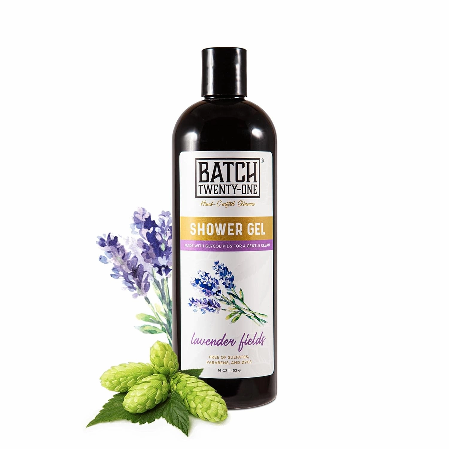 Natural Body Wash for Men and Women Lavender Scent- Hydrating Shower Gel with Hops and Hemp Seed Oil - Handmade Organic Bath Gel - Natural, Exfoliating Body Wash Pack of 2 16 fl oz each
