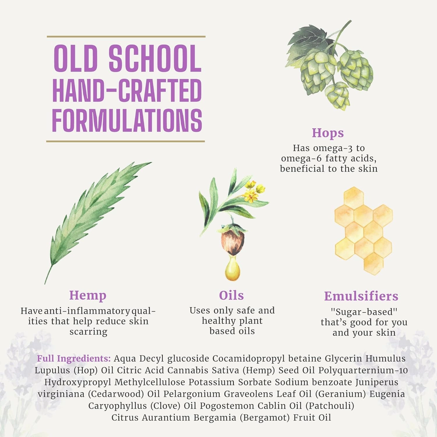 Natural Body Wash for Men and Women Lavender Scent- Hydrating Shower Gel with Hops and Hemp Seed Oil - Handmade Organic Bath Gel - Natural, Exfoliating Body Wash Pack of 2 16 fl oz each
