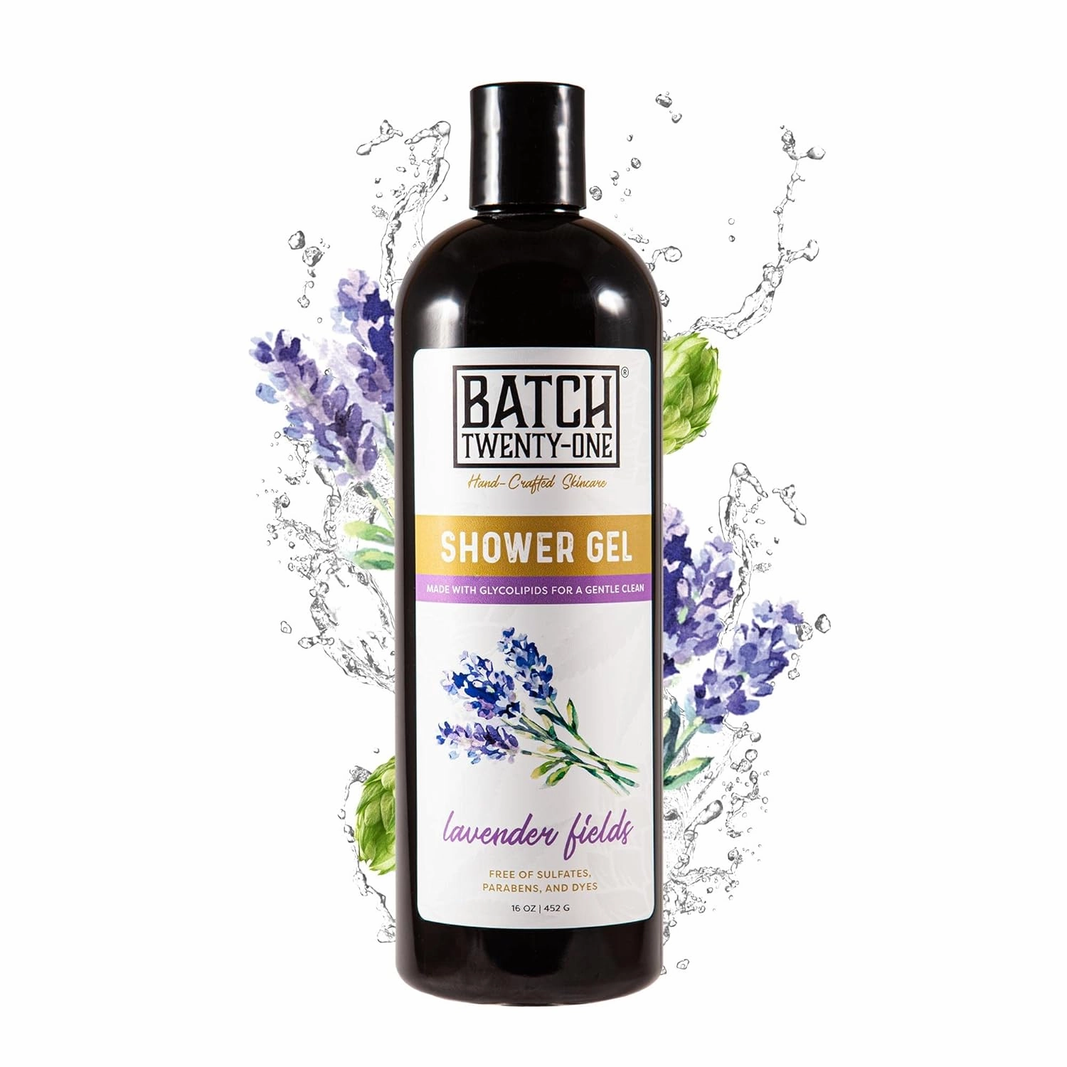 Natural Body Wash for Men and Women Lavender Scent- Hydrating Shower Gel with Hops and Hemp Seed Oil - Handmade Organic Bath Gel - Natural, Exfoliating Body Wash Pack of 2 16 fl oz each