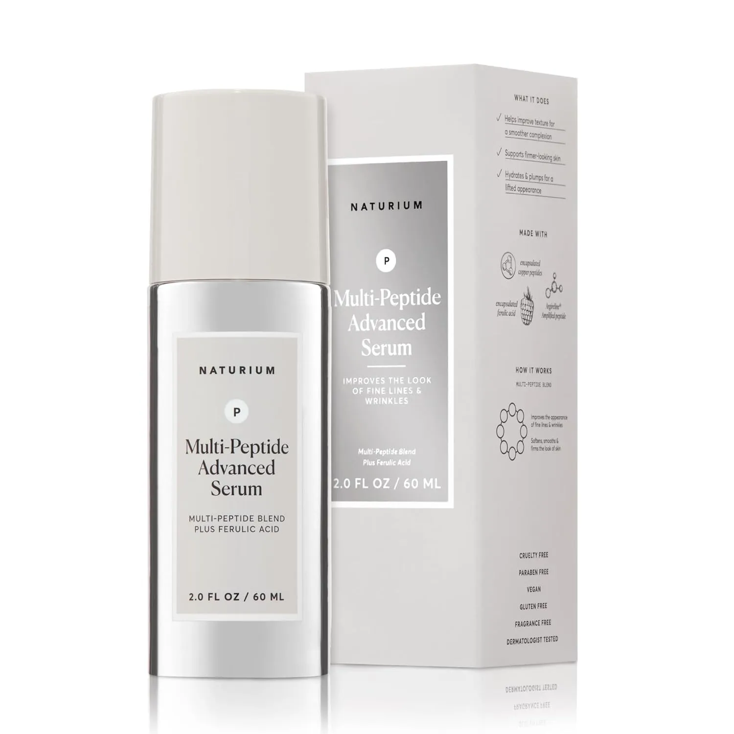 Naturium Multi-Peptide Advanced Serum Jumbo, Firming & Smoothing Face Serum for Fine Lines & Wrinkles with Advanced Multi-Peptide Blend, 2 oz
