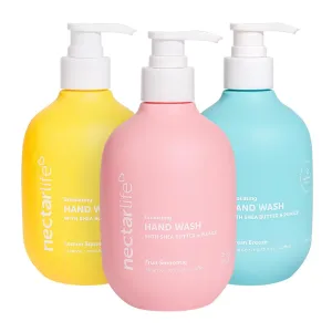 Nectar Life Exfoliating Hand Wash Set, Lemon Squeeze, Fruit Smoothie, Ocean Breeze, with Shea Butter and Pumice, 3 Pack