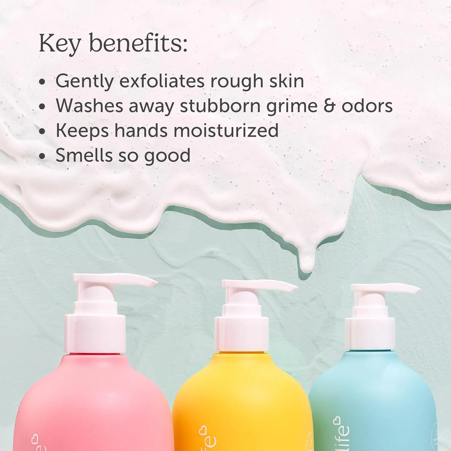 Nectar Life Hand Wash 14oz, Exfoliating, Moisturizing, Vegan, Clean Hand Wash Scrub with Volcanic Pumice & Shea Butter, Kitchen Food Smell Eliminator (Lemon Squeeze)