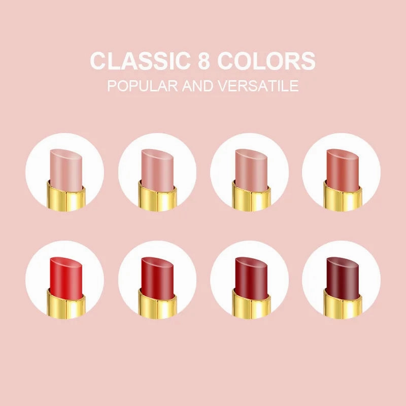 New 8 Color 2 in 1 Lipliner Lipstick Set Matte Velvet Texture Lasting Nourish Waterproof Fashion Double Head Lipstick Cosmetics