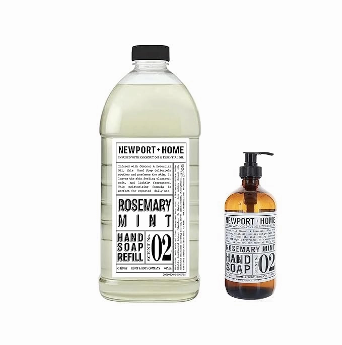 Newport   Home Hand Soap Refill, 2-Pack includes 16 fl oz Hand soap with 64 oz each Refill (Rosemary Mint), Clear