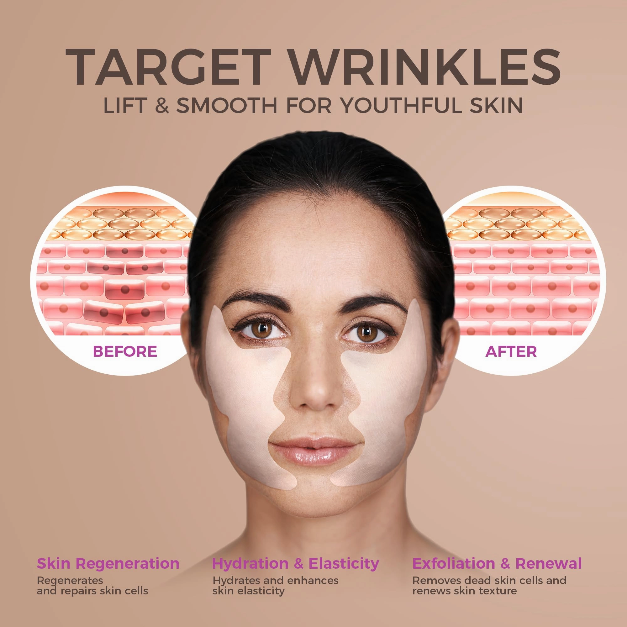 NING DERMOLOGIE Smile Lines Patches for Wrinkles: Anti-Aging, Firming, Hydrating, Smoothing Face Patches with Collagen,Peptide,Niacinamide, for Nasolabial Folds Under Eye Fine Lines Treatment 10 Pairs