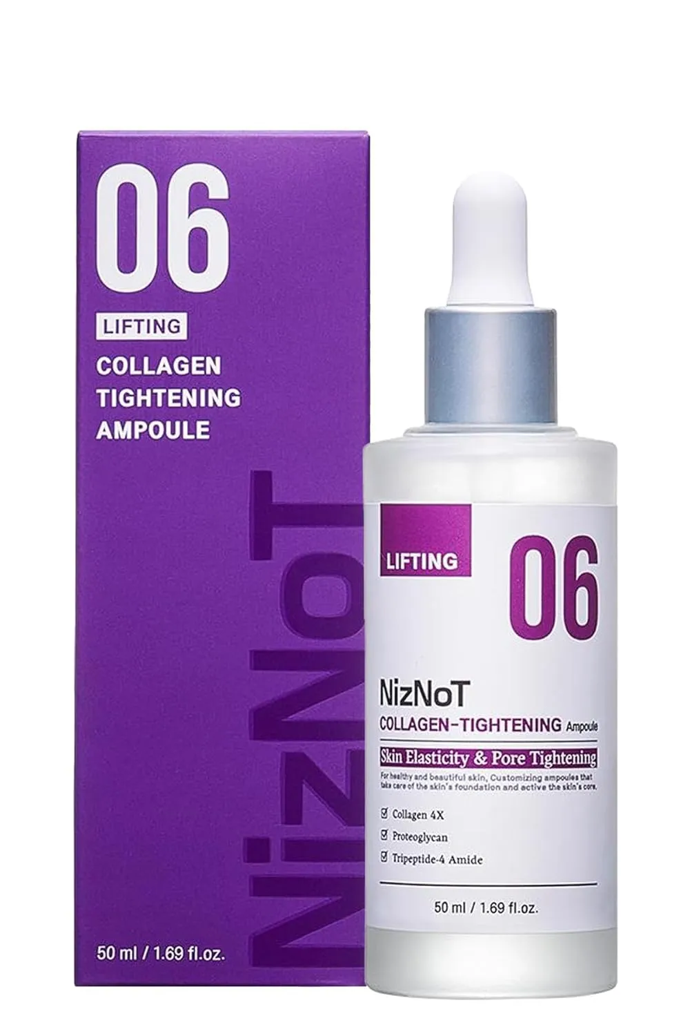 NizNoT 06 Lifting Collagen Tightening Ampoule – Anti-Aging, Collagen Boosting, Skin Firming & Peptide-Infused Serum for Smoother, Tighter Skin 1.69oz