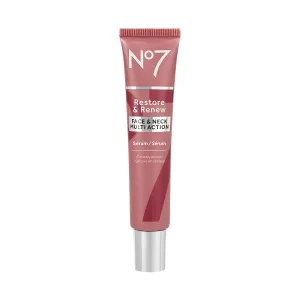 No7 Restore & Renew Multi-Action Face & Neck Serum - Anti Aging Face Serum for Women with Deep Wrinkle Repair - Collagen Infused with Hydrating Hibiscus Peptides & Hyaluronic Acid (1 Fl Oz)