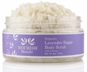 Nourish Beaute Organic Sugar Body Scrub for Exfoliation and Cellulite, Hydrates and Moisturizes Skin While Improving Skin Tone and Texture, 8 oz, Lavender