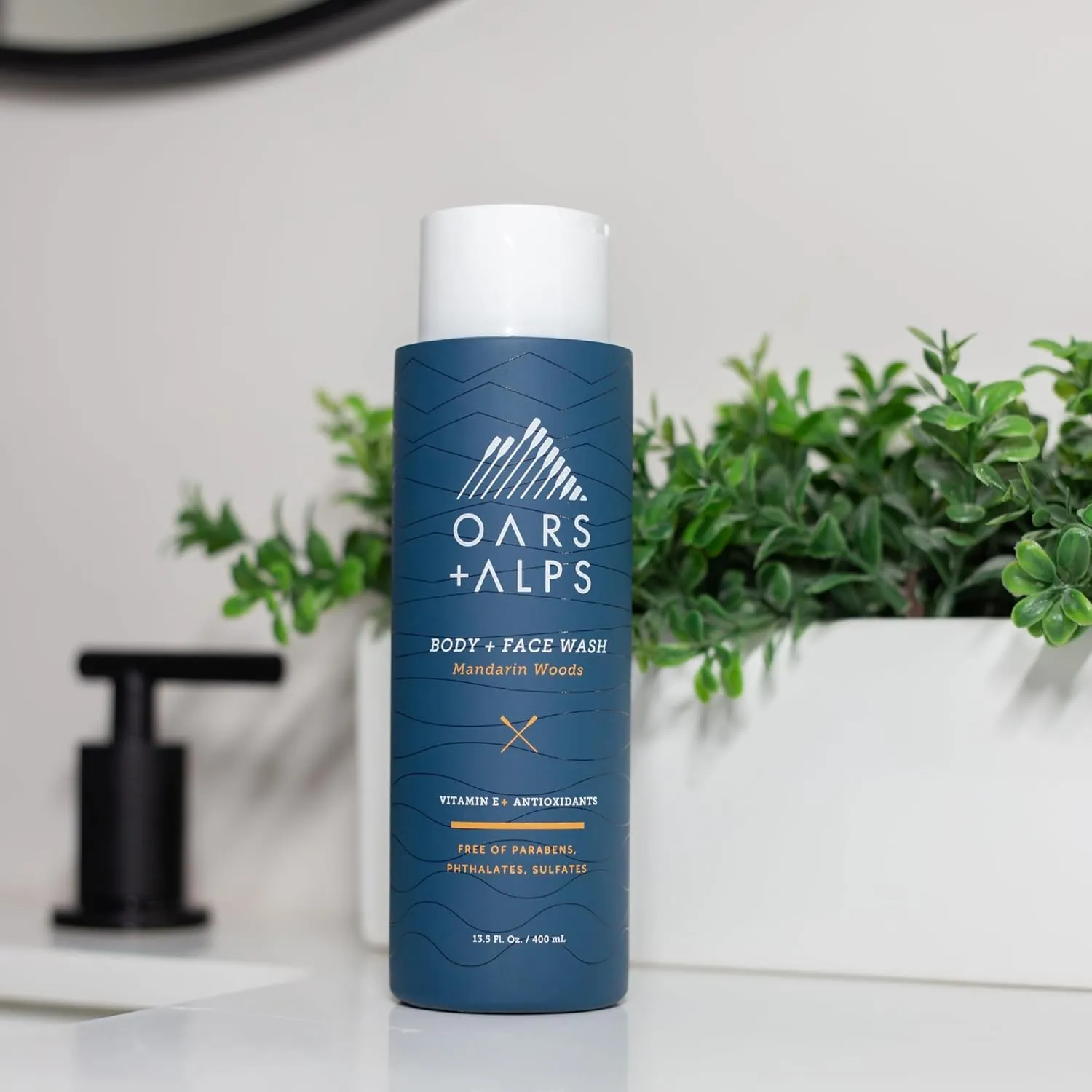 Oars   Alps Mens Moisturizing Body and Face Wash, Skin Care Infused with Vitamin E and Antioxidants, Sulfate Free, Mandarin Woods, 13.5oz, 2 Pack