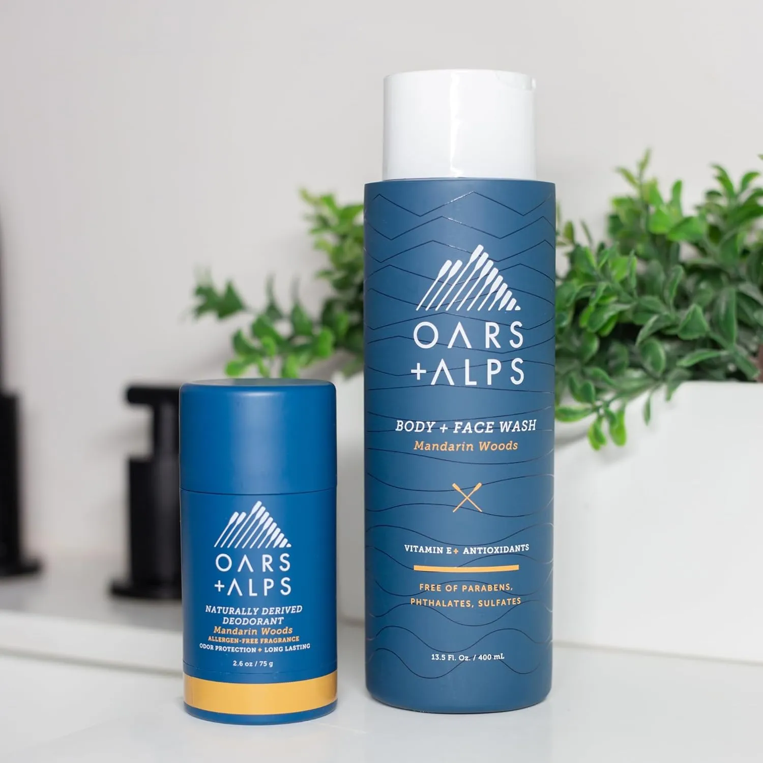 Oars   Alps Mens Moisturizing Body and Face Wash, Skin Care Infused with Vitamin E and Antioxidants, Sulfate Free, Mandarin Woods, 13.5oz, 2 Pack