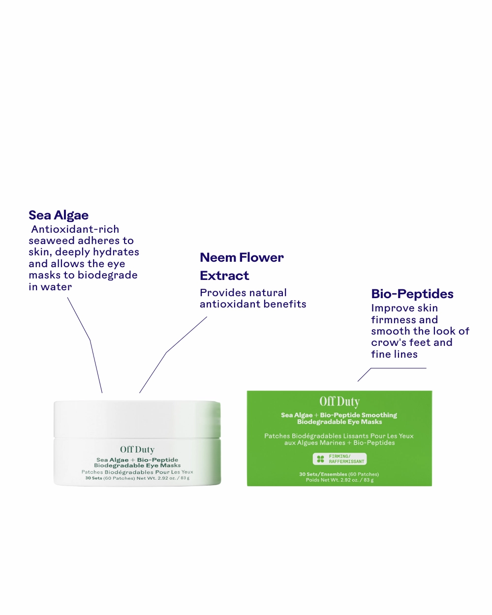 Off Duty Algae   Peptide Smoothing Biodegradable Eye Mask