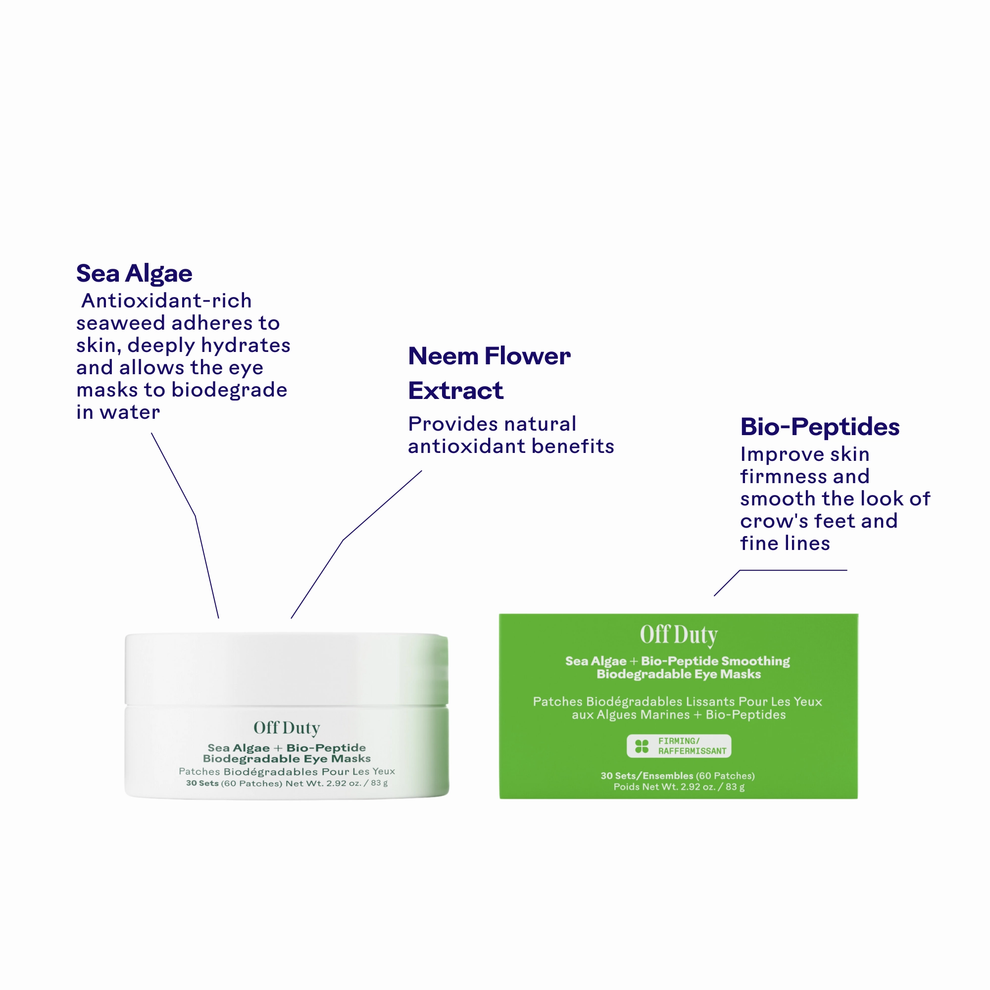 Off Duty Algae   Peptide Smoothing Biodegradable Eye Mask