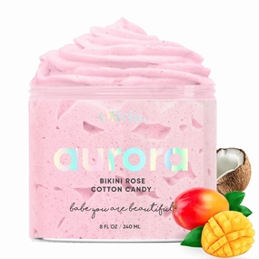 Olivia Aurora Bikini Scrub – Sweet-Scented Exfoliant for Intimate Area – Prevents Ingrown Hairs, Fades Dark Spots & Smooths Skin – Natural, No Sugar, 8 oz