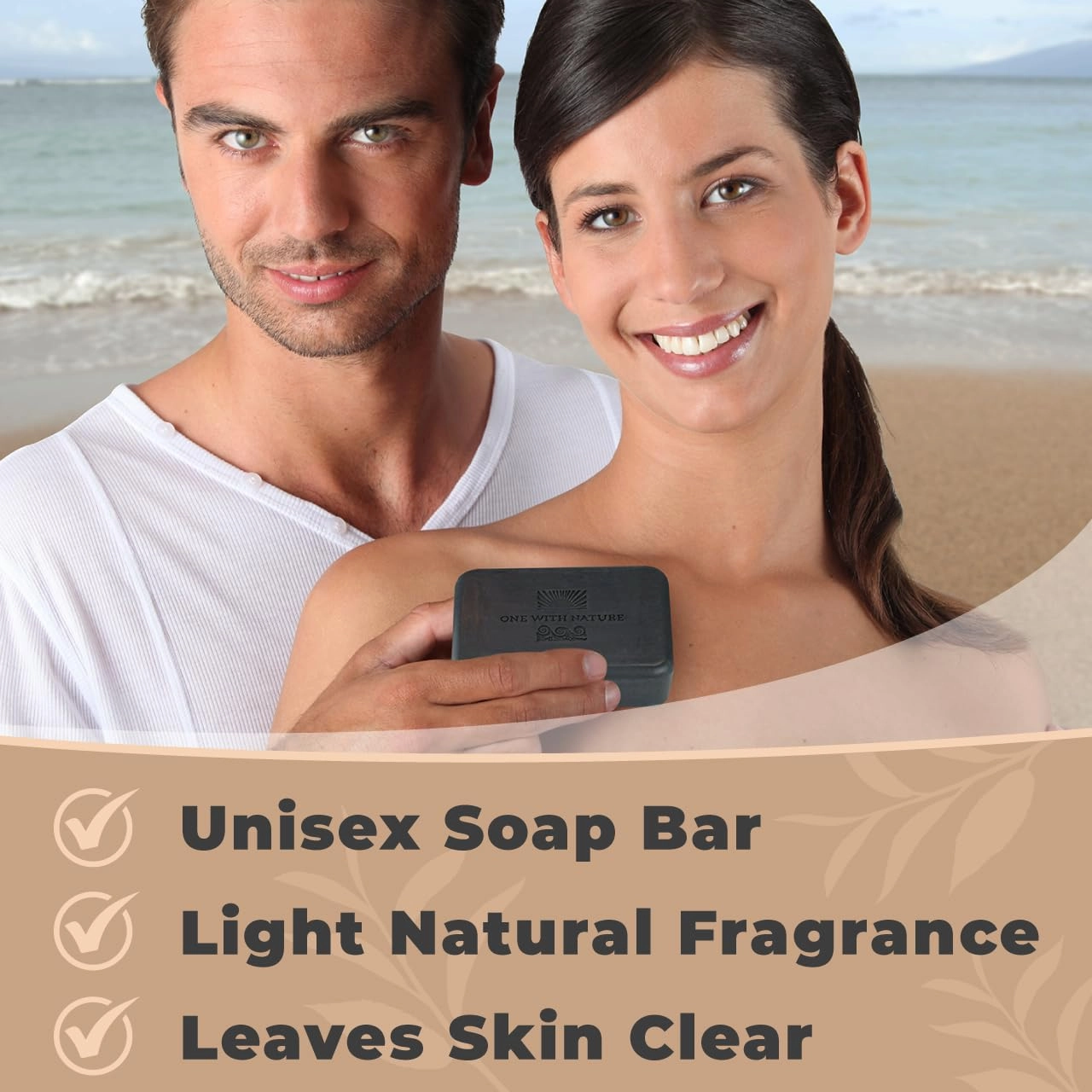 One With Nature Activated Charcoal Soap 7oz 3-Pack – Detoxifying and Exfoliating Charcoal Soap Bar with Dead Sea Salt for Face & Body, for Men & Women