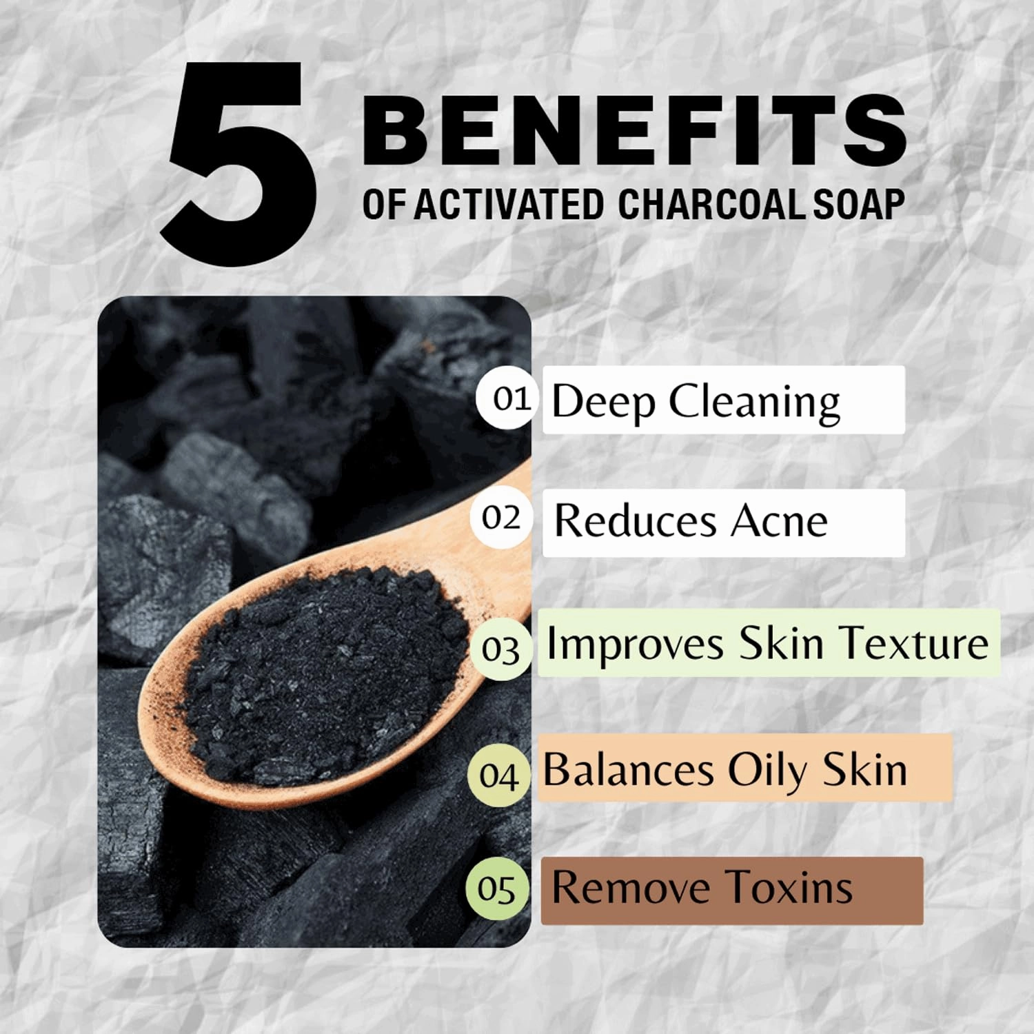 One With Nature Activated Charcoal Soap 7oz 3-Pack – Detoxifying and Exfoliating Charcoal Soap Bar with Dead Sea Salt for Face & Body, for Men & Women