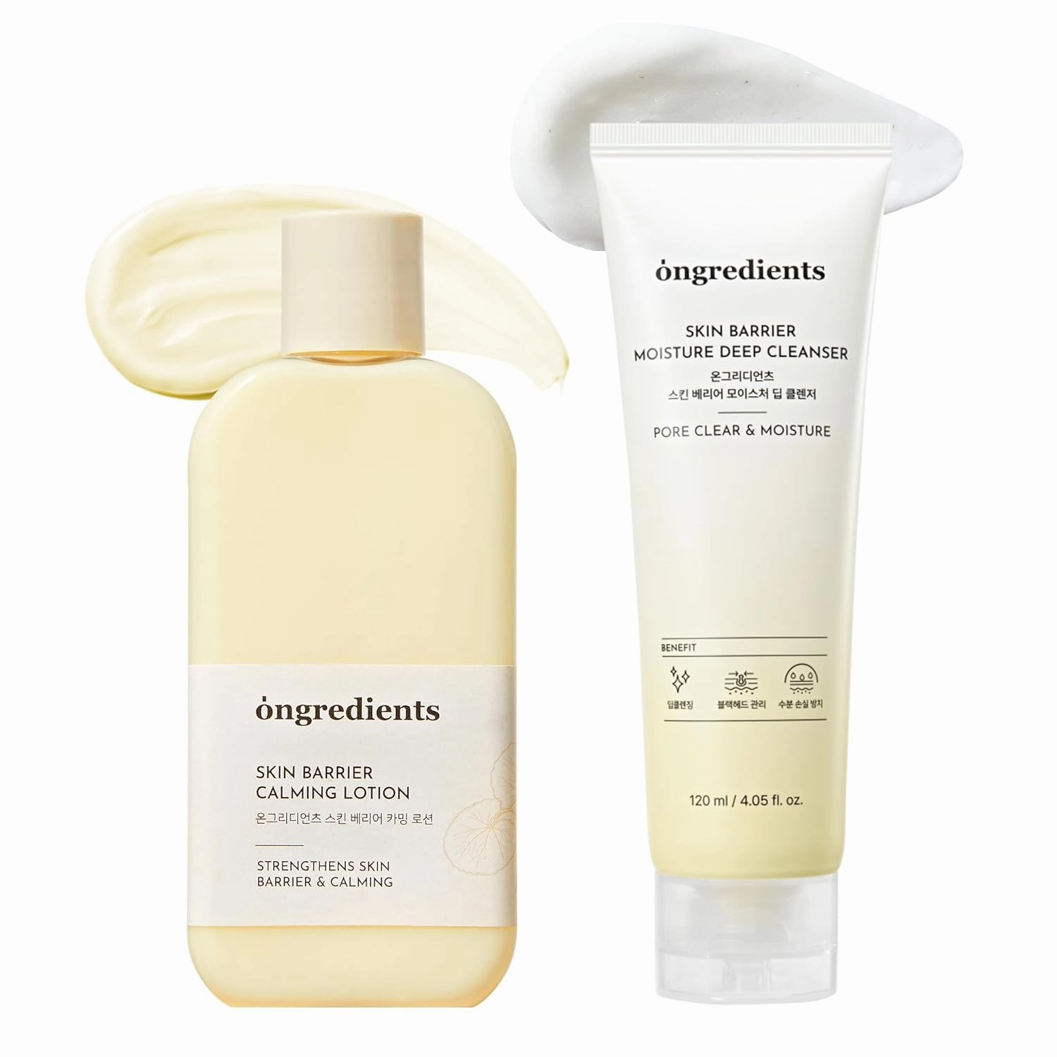 ONGREDIENTS Skin Barrier Lotion   Cleanser Duo Set | Moisturizing Lotion & Cleanser for Dry, Sensitive Skin | Centella, Peptide Complex, Soothing, Calming, Non-Stripping, Pore Care | Korean Skin Care