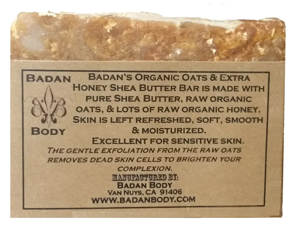 Organic Oats and Honey Handmade Shea Butter Soap, 5oz Bar, Gentle Facial Cleanser, Raw Organic Honey Skin Care (6 Bar Pack FBA, Natural)