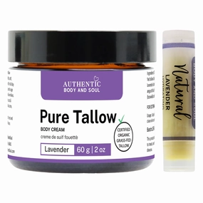 Organic Tallow Cream with Lavender   Frankincense -Zero Toxins Beef Tallow, All Purpose Tallow Face   Body Cream with Lip Balm - Deeply Hydrating   Soothing. Certified Grass-Fed by AGW (Lavender 2oz)