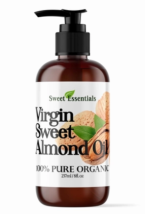 Organic Unrefined Virgin Sweet Almond Oil | Imported From Italy | 100% Pure | Cold Pressed | Hexane Free | Carrier Oil (8 Fluid Ounces)