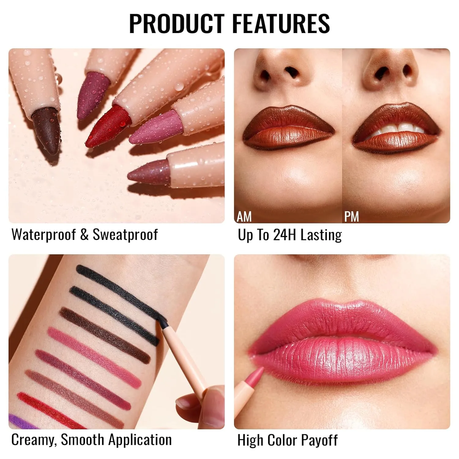 Oulac Lipstick & Lipliner Set 3PCS High Impact Lipcolor with Moisturizing Formula, Vegan Beauty, Full-Coverage Lip Color, Gift Lipstick for Women, 04 11 PG03