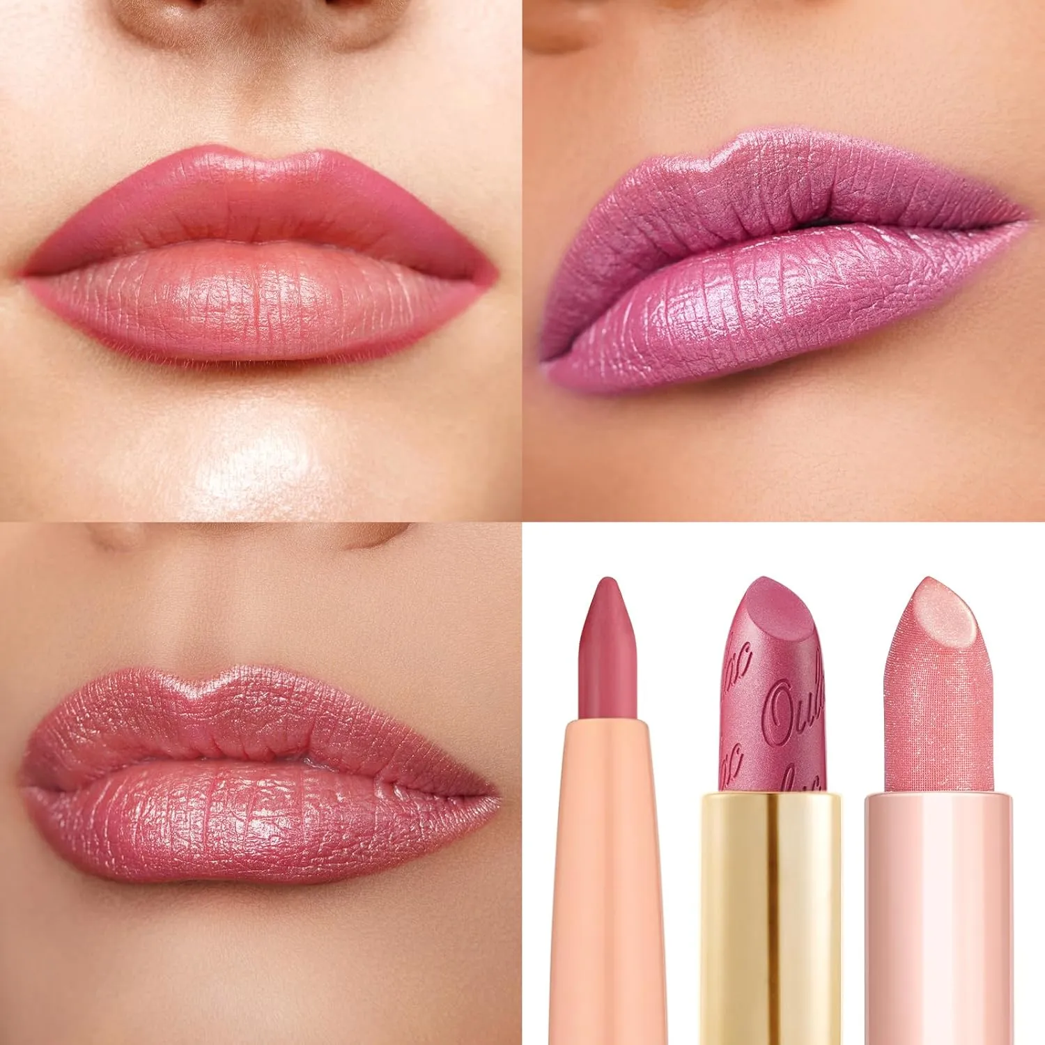 Oulac Lipstick & Lipliner Set 3PCS High Impact Lipcolor with Moisturizing Formula, Vegan Beauty, Full-Coverage Lip Color, Gift Lipstick for Women, 04 11 PG03