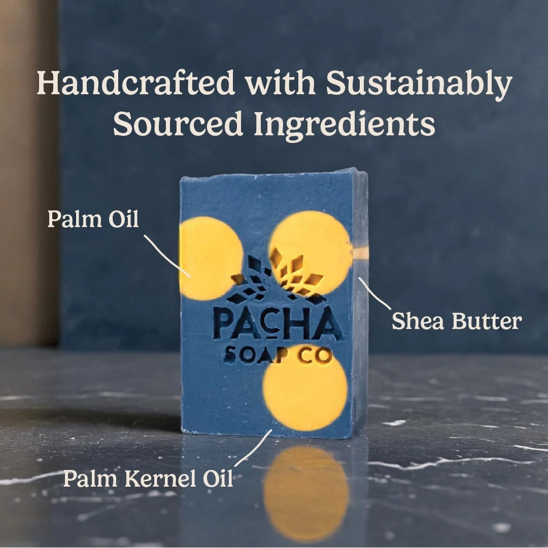 Pacha Lavender & Blue Tansy Bar Soap 5 Pack | Premium, Handcrafted, Hydrating | Natural Face Wash, Hand Cleanser, Body Wash | Soothing Essential Oils, 4 oz