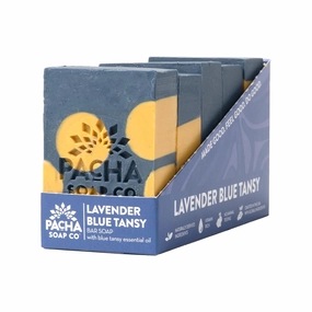 Pacha Lavender & Blue Tansy Bar Soap 5 Pack | Premium, Handcrafted, Hydrating | Natural Face Wash, Hand Cleanser, Body Wash | Soothing Essential Oils, 4 oz
