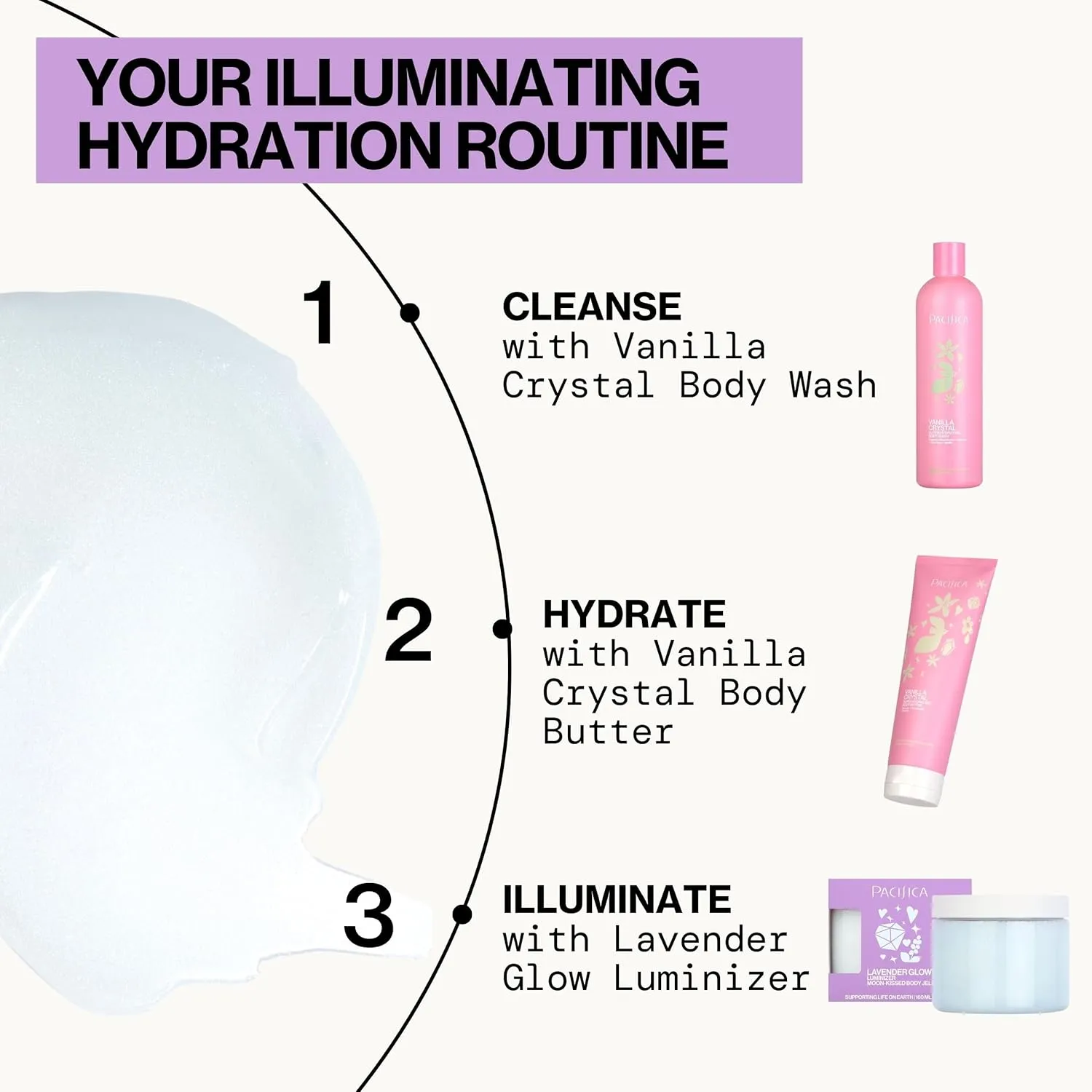 Pacifica Lavender Glow Shimmering Body Jelly – Moon-Kissed Illuminator & Hydrating Body Gel, Lightweight Glow Highlight with Lavender & Vanilla, Clean Beauty, Vegan, Cruelty-Free, 6 oz