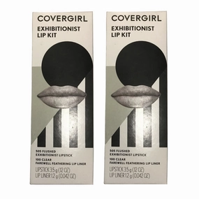 Pack of 2 CoverGirl Exhibitionist Lip Kit, 505 Flushed / 100 Clear