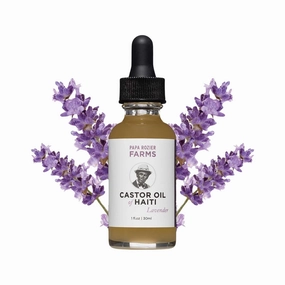 Papa Rozier Farms Lavender Pure Castor Oil of Haiti - Organic Cold Pressed - Hexane Free - 1oz – Unrefined – Oil for Hair Growth Treatment, Dry Skin Moisturizer, Eyelashes & Eyebrows, Pack of 1