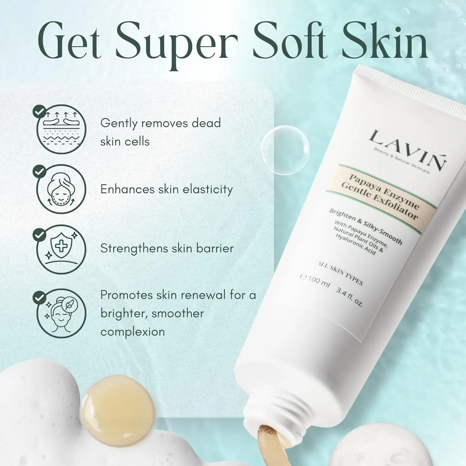 Papaya Enzyme Gentle Exfoliator Exfoliating Face Wash with Glow Enzyme Deep Hydration Brightening Face Wash Skin Care Product for All Skin (Papaya)