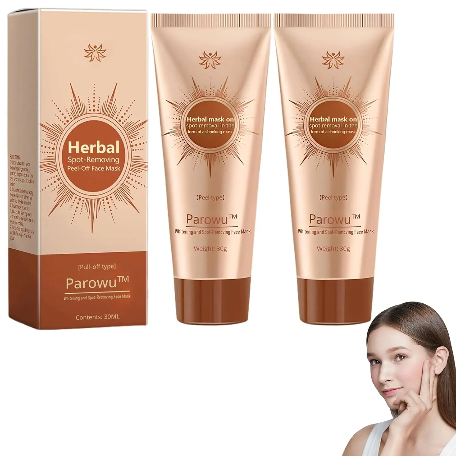 Parowu Spot-Removing Face Mask, Honey Peel Off Face Mask, Parowu Herbal Spots Peel-Off Facial Mask, Natural Herbal Ingredients for All Skin Types (2 Bottle)