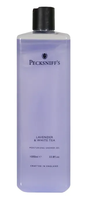 Pecksniff's 33.8 Fluid Oz Shower Gel (Lavender & White Tea) - Gentle Cleanser for Sensitive Skin - Moisturizing & Hydrating - All Natural Cruelty Free Body Wash - Vitamin B Enriched Body Wash