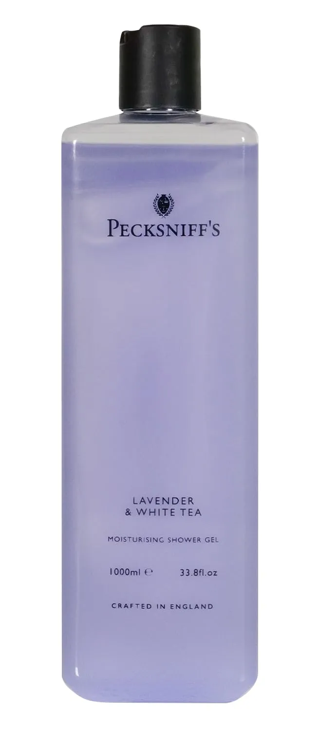 Pecksniff's 33.8 Fluid Oz Shower Gel (Lavender & White Tea) - Gentle Cleanser for Sensitive Skin - Moisturizing & Hydrating - All Natural Cruelty Free Body Wash - Vitamin B Enriched Body Wash
