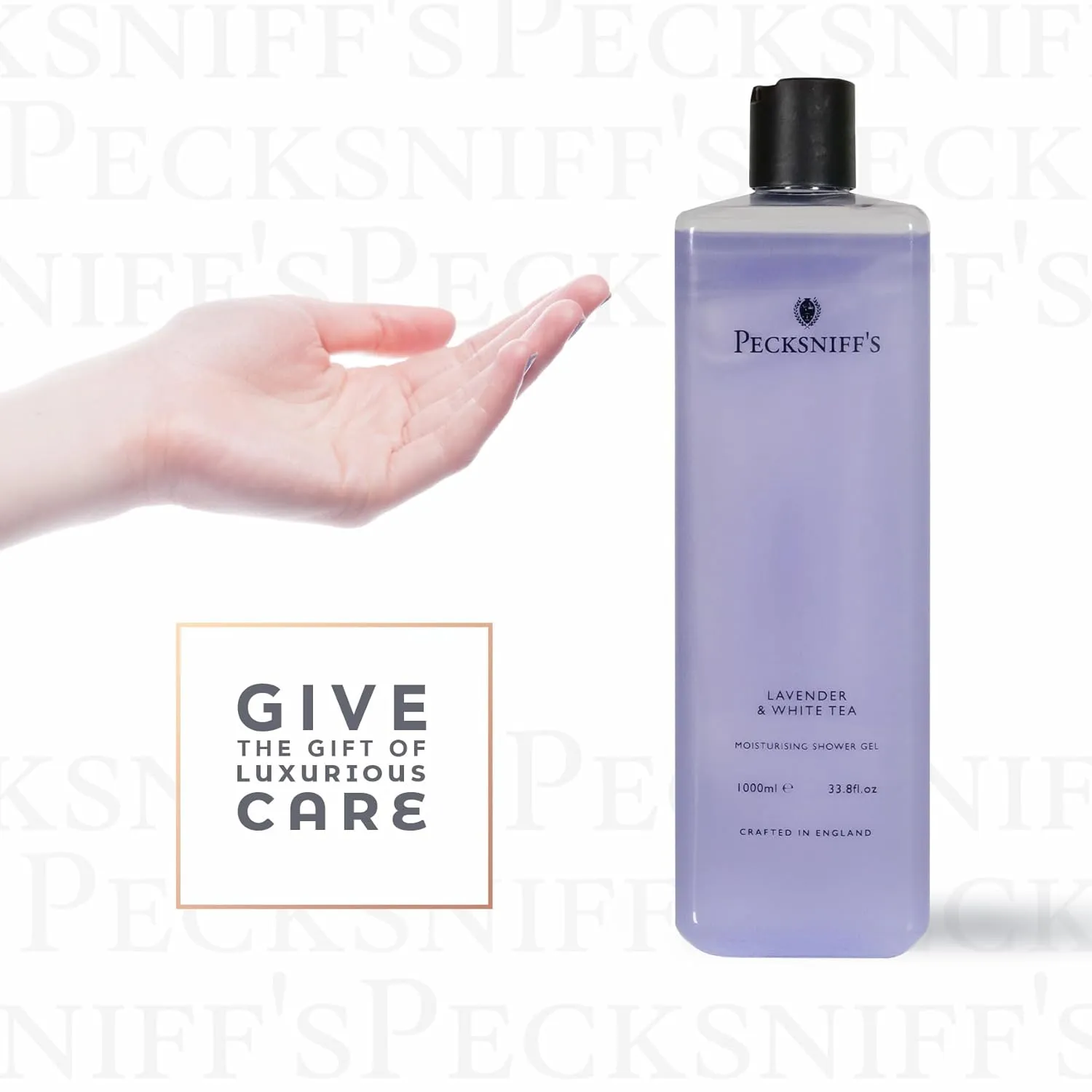 Pecksniff's 33.8 Fluid Oz Shower Gel (Lavender & White Tea) - Gentle Cleanser for Sensitive Skin - Moisturizing & Hydrating - All Natural Cruelty Free Body Wash - Vitamin B Enriched Body Wash