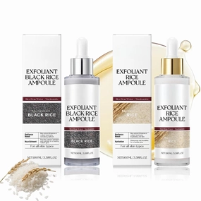 Peel Shot Glow Rice Ampoule Duo, Peel Shot Black Rice Duo, Black and White Rice Exfoliant, Rice Exfoliator for Face, For all Skin. (White Black, 6.76 Fl OZ.)