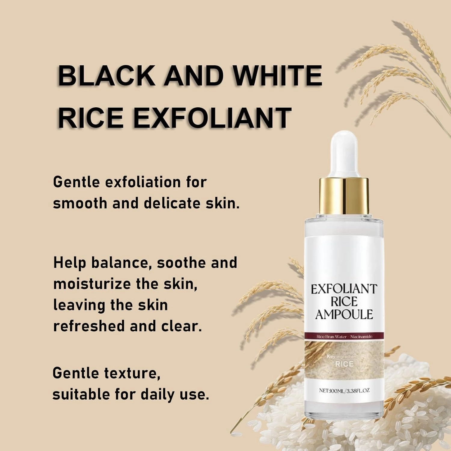 Peel Shot Glow Rice Ampoule Duo, Peel Shot Black Rice Duo, Black and White Rice Exfoliant, Rice Exfoliator for Face, For all Skin. (White Black, 6.76 Fl OZ.)