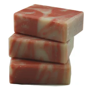 Peppermint Swirl soap with red clay, We add French red clay for it's detoxifying skin care benefits. All natural handmade cold process soap, 3 bar pack 15   oz.