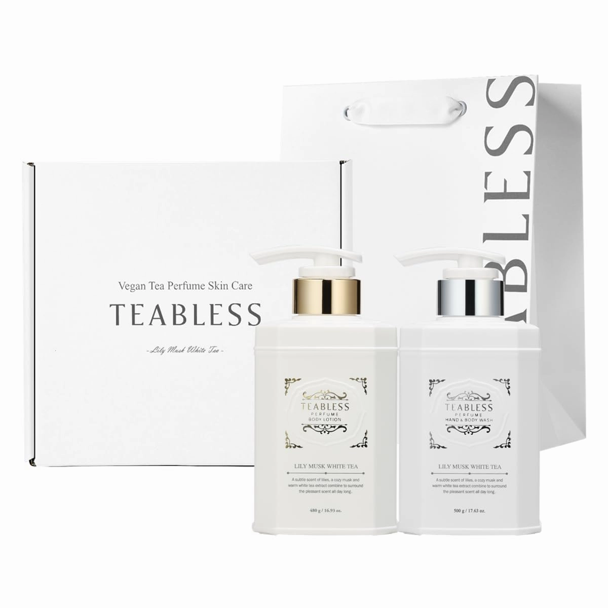 Perfume Body Lotion & Wash, Lily Musk White Tea Gift Set - Hydrating Vegan Moisturizer for Sensitive Dry Skin - Korean Skin Care - Gentle, Soothing, Non-Greasy, Fragrance