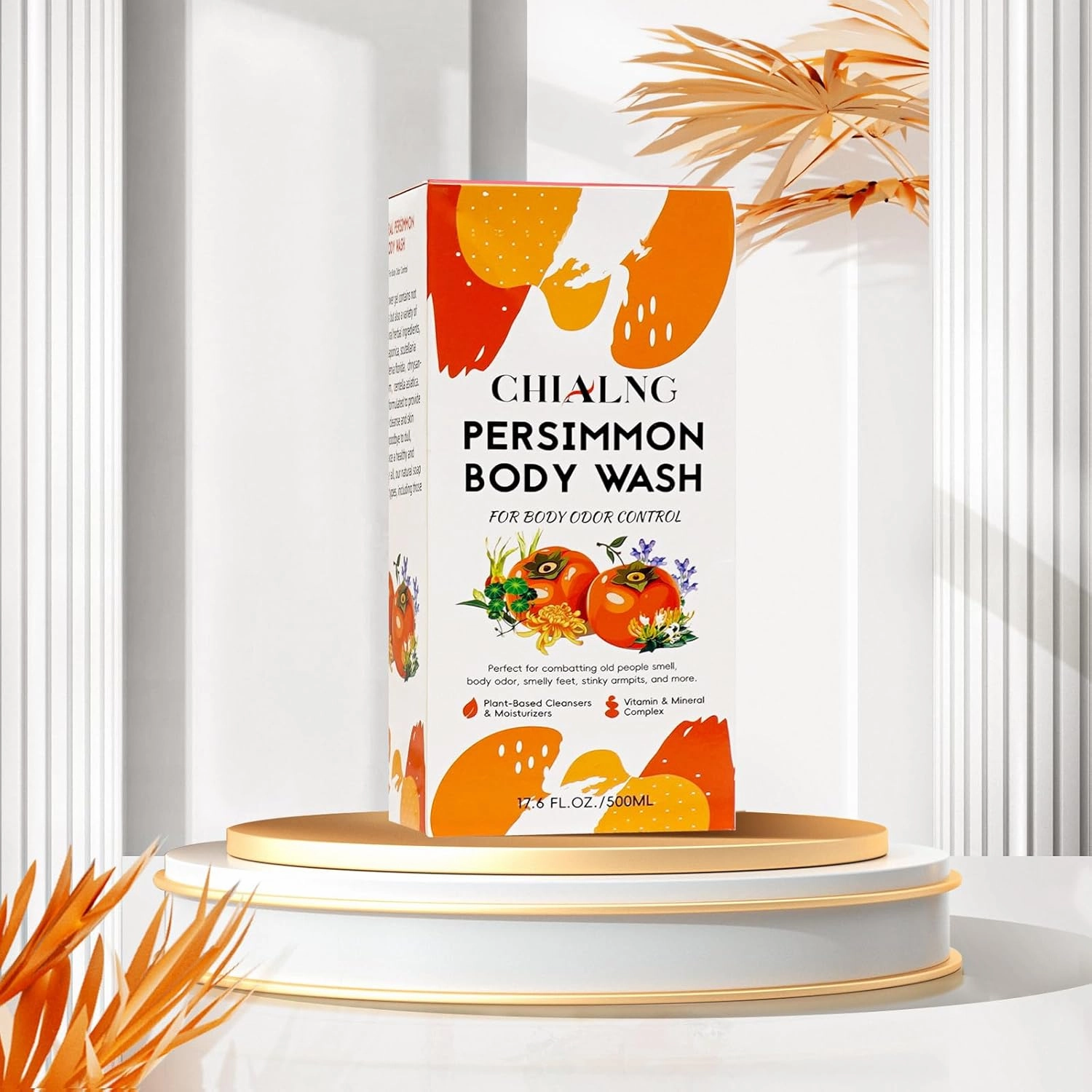 Persimmon Scented Body Soaps Wash for Body Odor Control l Removing Nonenal Body Odor Rich Centella asiatica extract Soap for Old People Smell,Smelly Feet, Underarms for Men & Women (16.9 Fl Oz)