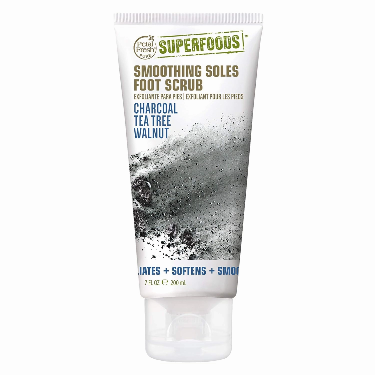 Petal Fresh SuperFoods Smoothing Soles Foot Scrub with Charcoal, Tea Tree & Walnut, A Clean and Gentle Exfoliating Experience, Made Especially for the Feet, Vegan and Cruelty Free, 7 oz