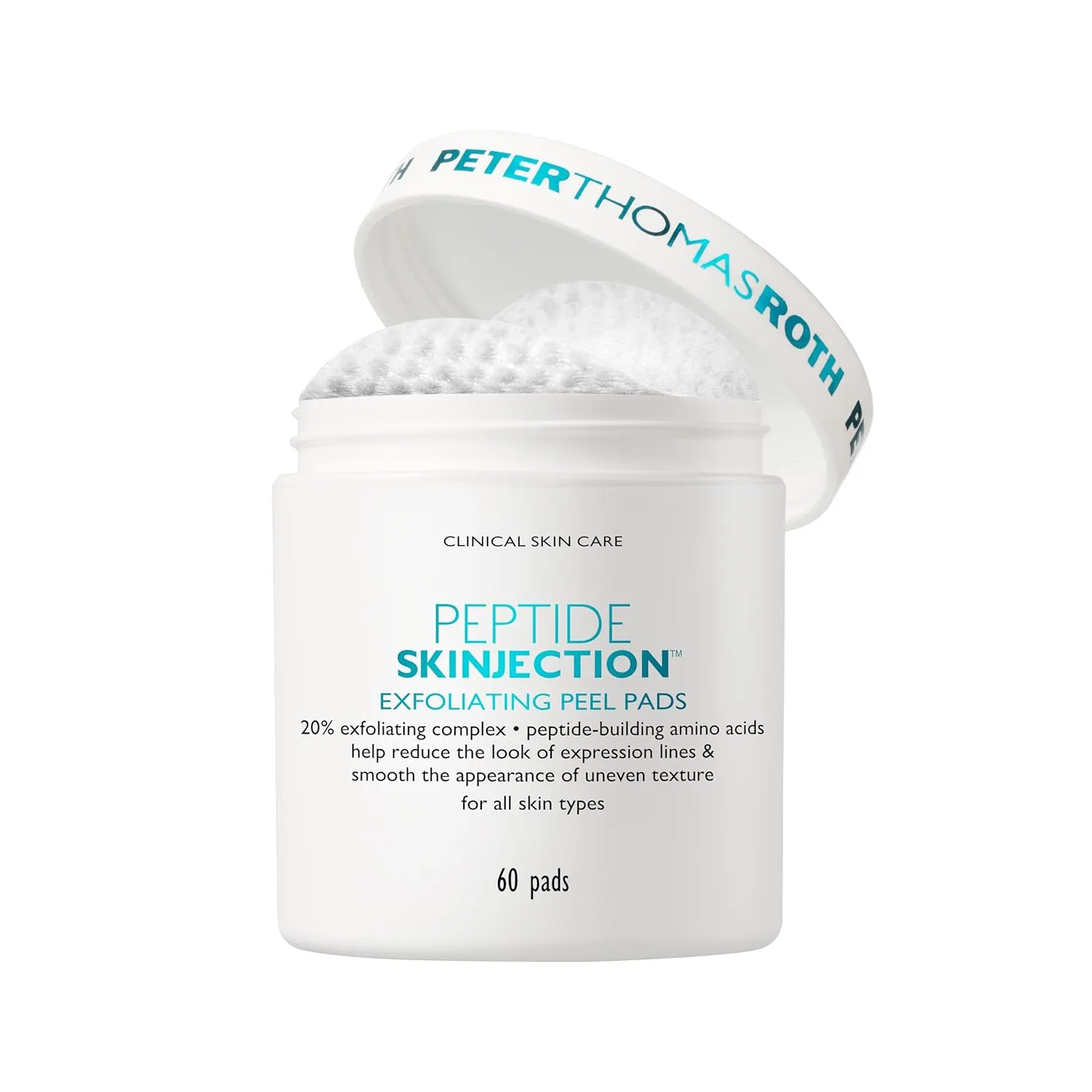 Peter Thomas Roth | Peptide Skinjection™ Exfoliating Peel Pads, For Smoothing Expression Lines & Emerging Wrinkles, Fragrance-Free, Alcohol-Free, For All Skin Types