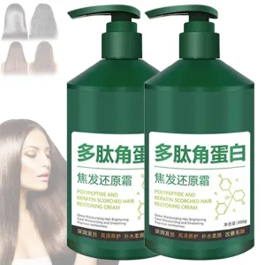 Polypeptide Keratin Hydrating Smoothing Hair Damage Repair Cream,Polypeptide Keratin Burnt Hair Restoring Cream,Japanese Treatment Restoring Moisturizing Leave-In Conditioner (2PC, Bottle (300g))