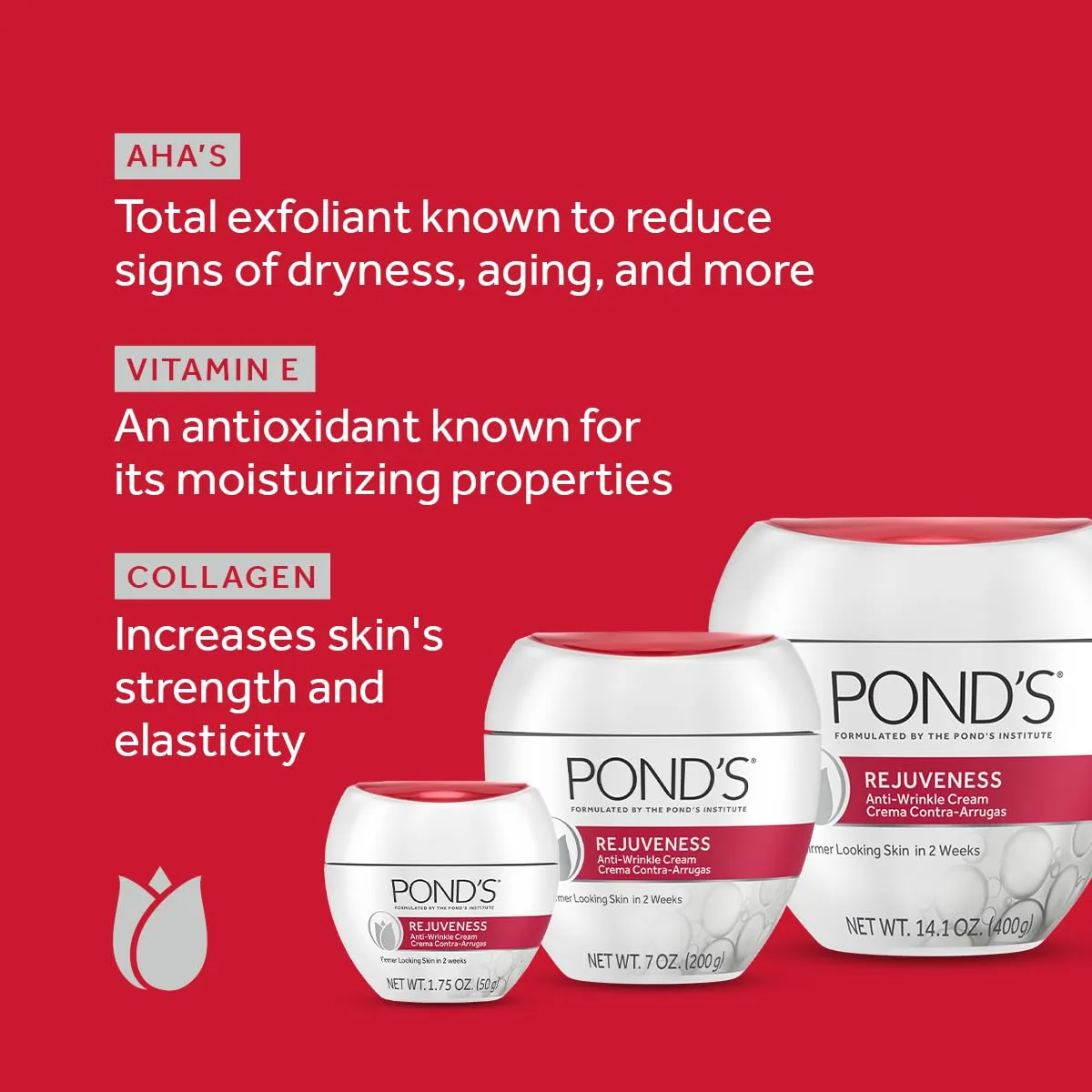 POND'S Anti-Wrinkle Face Cream Anti-Aging Face Moisturizer With Alpha Hydroxy Acid and Collagen 14.1 oz