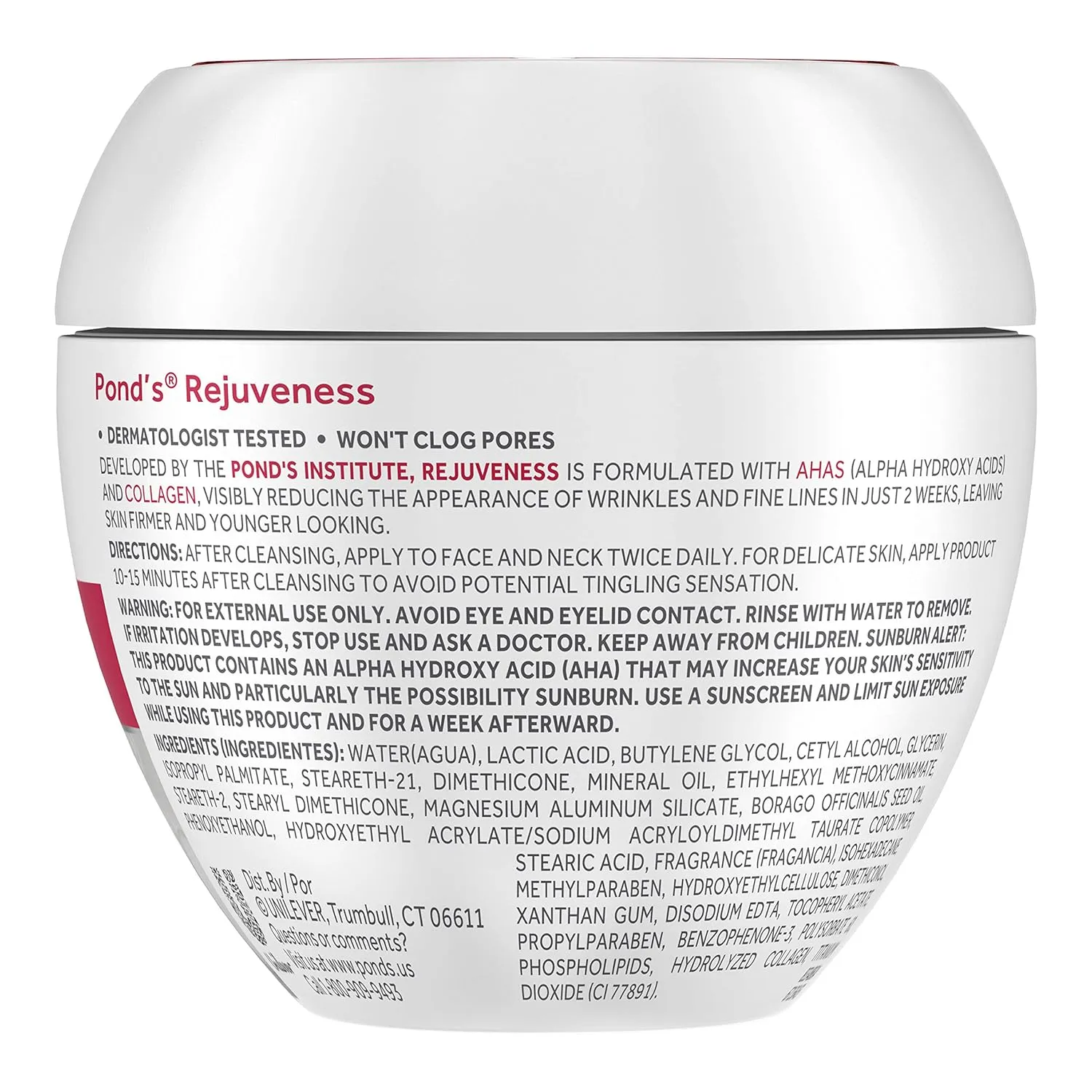 POND'S Anti-Wrinkle Face Cream Anti-Aging Face Moisturizer With Alpha Hydroxy Acid and Collagen 14.1 oz
