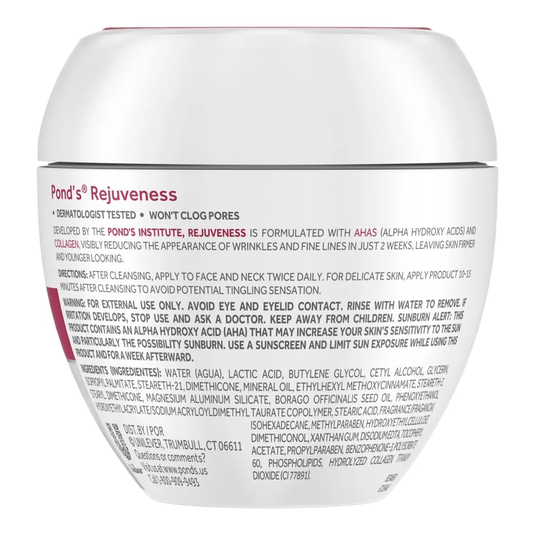 POND'S Rejuveness Face Cream for Women, Anti-Aging Face Moisturizer Skin Care with Alpha Hydroxy Acid and Collagen, 7 oz, 12 Pack