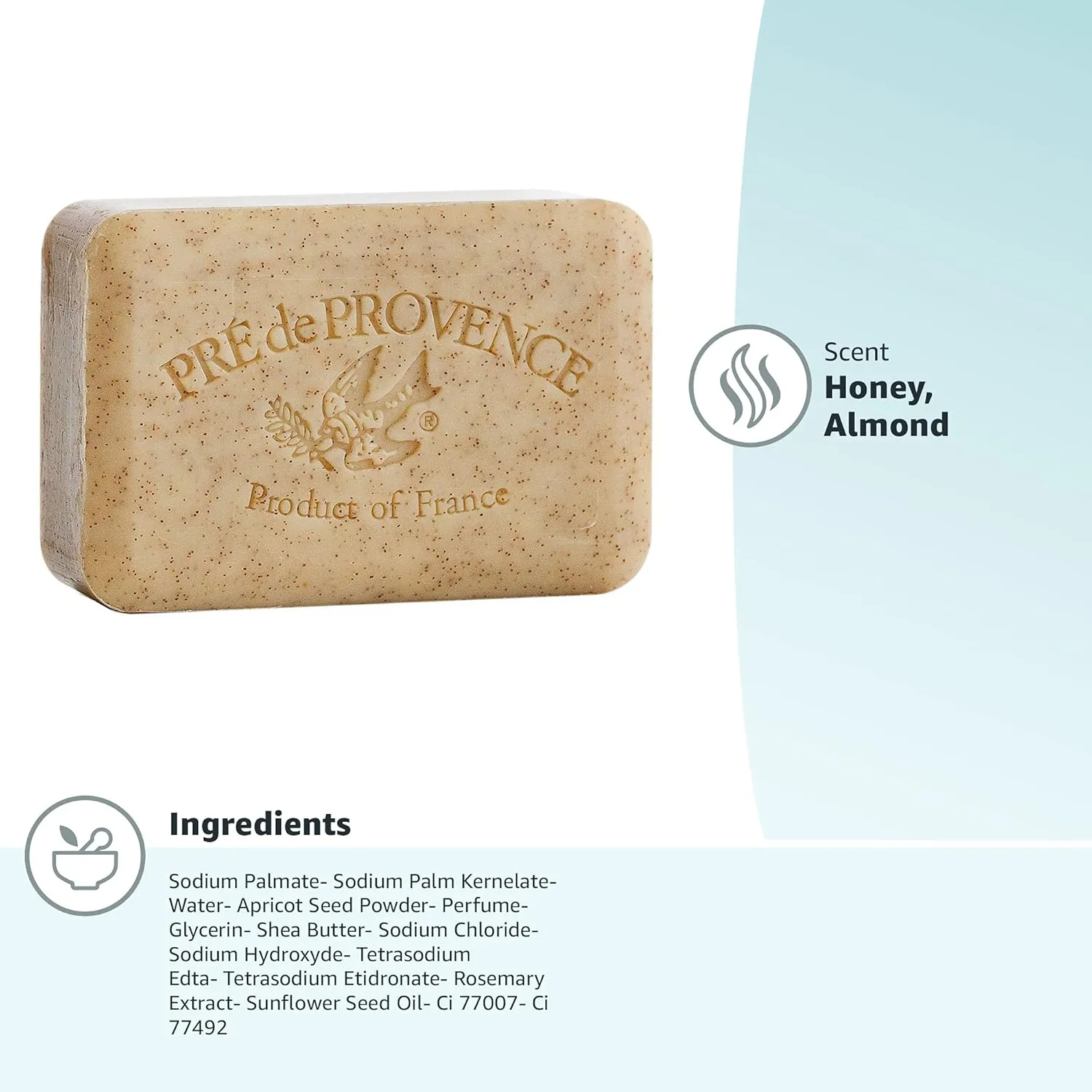 Pre de Provence Artisanal French Soap Bar Enriched with Shea Butter, Honey Almond, 8.8 Ounce