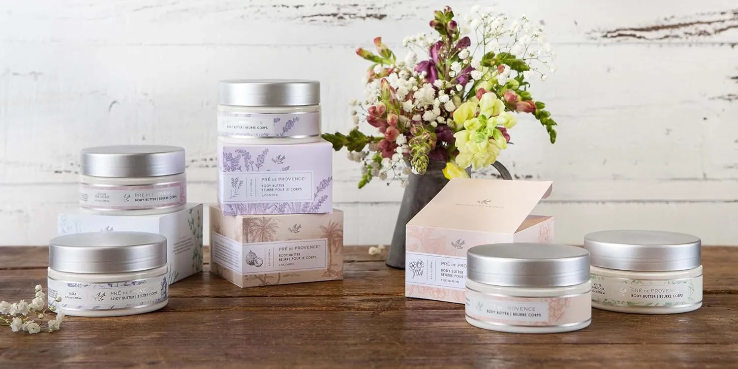 Pre de Provence Collection Shea Butter Enriched Body Butter Soothing & Hydrating Emollient Cream Body Moisturizer for Women, 6.7 Fl Oz, Lavender
